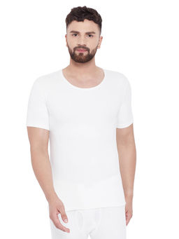 Neva - Esancia Round Neck Half Sleeves Warmer/Thermal Upper for Men Off White (Free Size)